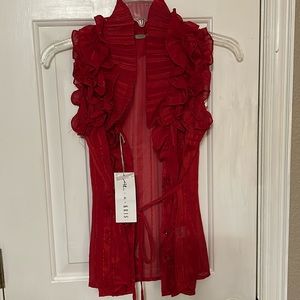 Ali & Kris red lace sheer over shirt- New, with tags: never worn